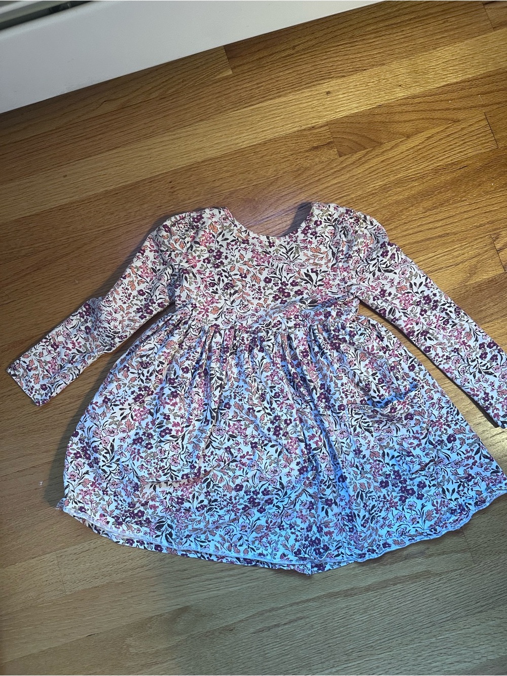 Girls Floral Long-Sleeve Dress - Pink